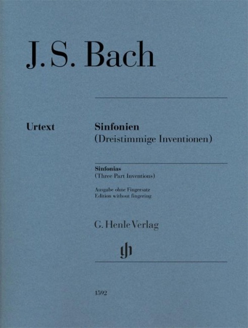 Sinfonien (Dreistimmige Inventionen) für Klavier zu zwei Händen: Urtextausgabe ohne Fingersatz