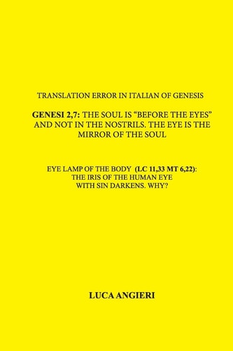 Translation error in Italian of Genesis 2,7 the soul is "before the eyes" and not in the nostrils. The eye is the mirror of the soul