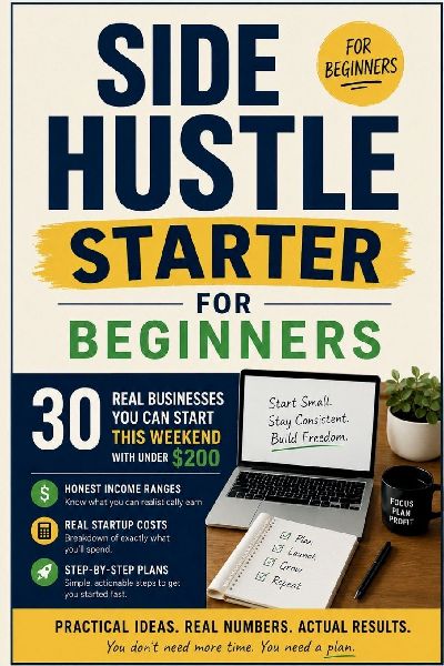 Side Hustle Starter for Beginners: 30 Real Businesses You Can Start This Weekend with Under $200 - Honest Income Ranges, Real Startup Costs, and Step-by-Step Plans That Actually Work