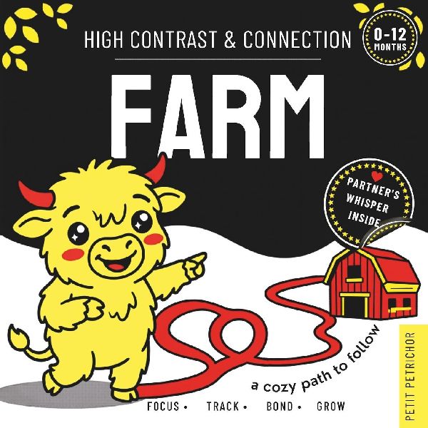 High Contrast & Connection Farm: Visual Stimulation Book for Infants | Focus Tracking, Tummy Time & Parent-Baby Connection