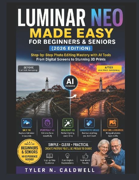 LUMINAR NEO MADE EASY FOR BEGINNERS & SENIORS  (2026 edition): Step-by-Step Photo Editing Mastery with AI Tools From Digital Screens to Stunning 3D Prints