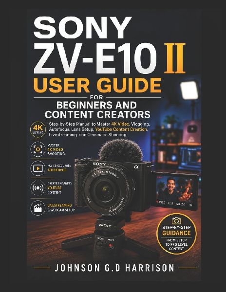 SONY ZV-E10 II USER GUIDE FOR BEGINNERS AND CONTENT CREATORS: Step-by-Step Manual to Master 4K Video, Vlogging, Autofocus, Lens Setup, YouTube Content Creation, Livestreaming, and Cinematic Shooting