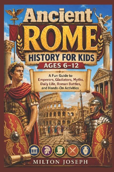 Ancient ROME HISTORY FOR KIDS AGES 6-12: A Fun Guide to Emperors, Gladiators, Myths, Daily Life, Roman Battles, and Hands-On Activities