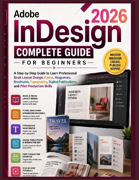 Adobe InDesign 2026 Complete Guide for Beginners: A Step-by-Step Guide to Learn Professional Book Layout Design, Flyers, Magazines, Brochures, Typography, Digital Publications, and Print Production Skills
