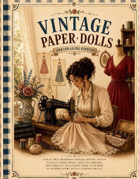 Vintage Paper Dolls: Dressmaking Edition: Elegant Vintage Fashion Paper Dolls with Timeless Dresses, Sewing Atelier Style Outfits, and Creative Dress-Up Fun for Fashion Lovers