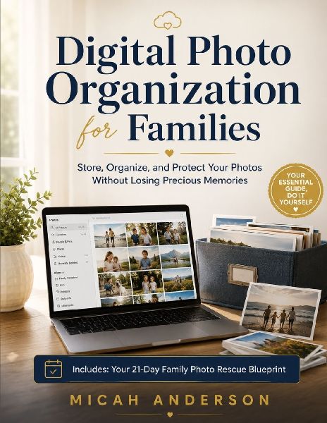 Digital Photo Organization for Families: Store, Organize, and Protect Your Photos Without Losing Precious Memories : Simple methods to sort thousands of photos and keep family memories safe forever