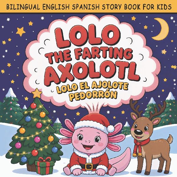 LOLO THE FARTING AXOLOTL: A Funny Bilingual English-Spanish Christmas Animal Story Book for Preschool Kids to Learn Spanish With a Superpowered Axolotl Who Saves Santa