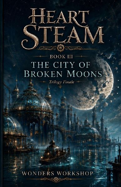 The City of Shattered Moons - Heart of Steam - Book III: A steampunk fantasy novel set in Lunaris: among water masks and memories of the sea, Lyra Ashcroft challenges the Breath of the Sea.