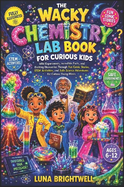 THE WACKY CHEMISTRY LAB BOOK FOR CURIOUS KIDS: Wild Experiments, Incredible Facts, and Exciting Discoveries Through Fun Comic Stories, STEM Activities, and Safe Science Adventures for Curious Young Minds