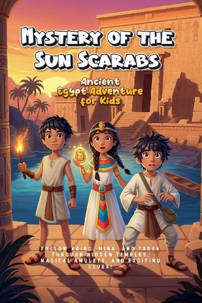 Mystery of the Sun Scarabs: Ancient Egypt Adventure for Kids : Follow Kairo, Mina, and Tarek Through Hidden Temples, Magical Amulets, and Exciting Clues! Ages 9-12