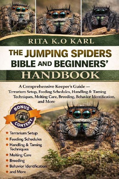THE JUMPING SPIDER BIBLE AND BEGINNERS HANDBOOK: A Comprehensive Keepers Guide - Terrarium Setup, Feeding Schedules, Handling & Taming Techniques, Molting Care, Breeding, Behavior Identification, and More.