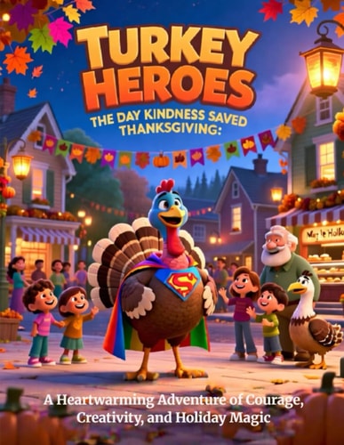 Turkey Heroes: The Day Kindness Saved Thanksgiving A Heartwarming Adventure of Courage, Creativity, and Holiday Magic: A Cozy Thanksgiving Tale About ... Joy (Thanksgiving day coloring book for kids)