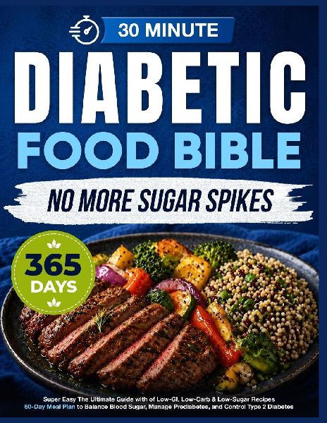 Super Easy Diabetic Food Bible: The Ultimate Guide with 365+ Days of Low-GI, Low-Carb & Low-Sugar Recipes | 60-Day Meal Plan to Balance Blood Sugar, Manage Prediabetes, and Control Type 2 Diabetes