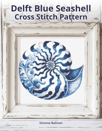 Delft Blue Seashell Cross-Stitch Pattern A Large Print Cross-Stitch Pattern in Classic Delft Style