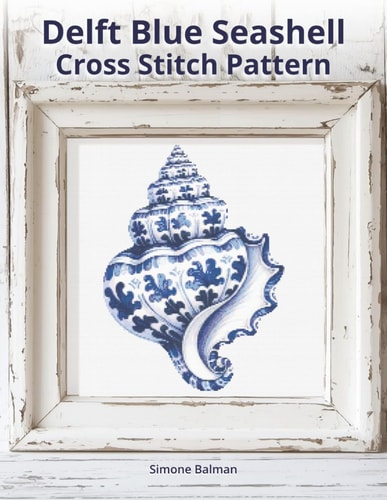 Delft Blue Seashell Cross-Stitch Pattern A Large Print Cross-Stitch Pattern in Classic Delft Style