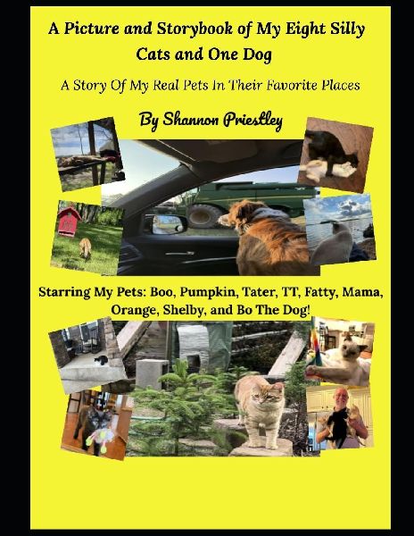 A Picture and Storybook of My Eight Silly Cats and One Dog: A Story Of My Real Pets In Their Favorite Places