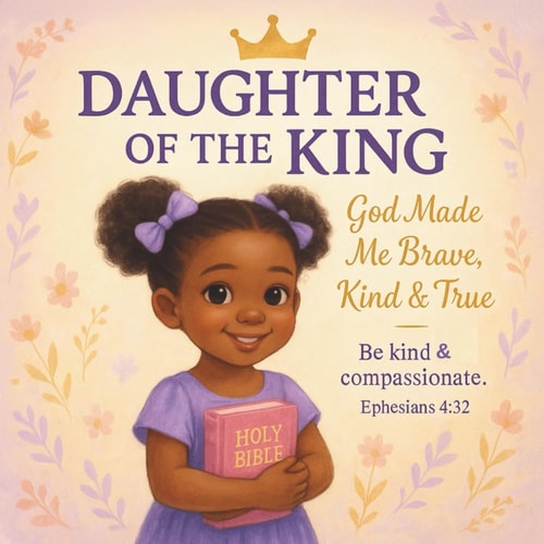 Daughter of the King God Made Me Brave, Kind & True: A Christian Picture Book for Girls Ages 3-8 That Teaches Godly Character and Faith