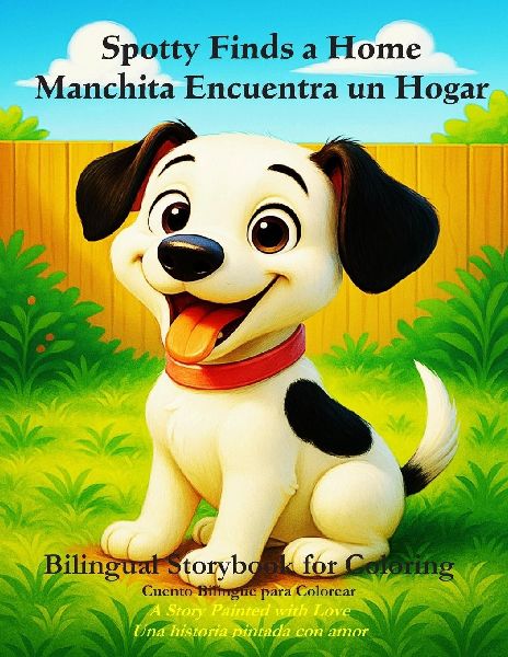 Spotty Finds a Home -  Manchita Encuentra un Hogar: Bilingual Edition in English and Spanish.  A story based on real events about a rescued little dog who finds a loving home.