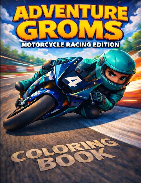 Motorcycle Coloring Book: Adventure Groms Series | Motorcycle Racing, Sport Bike Racing, Track Action, Circuit Riding, All Ages