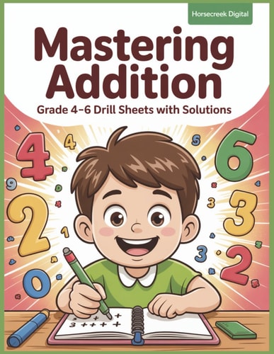 Mastering Addition Grade 4-6 Drill Sheets with Solutions