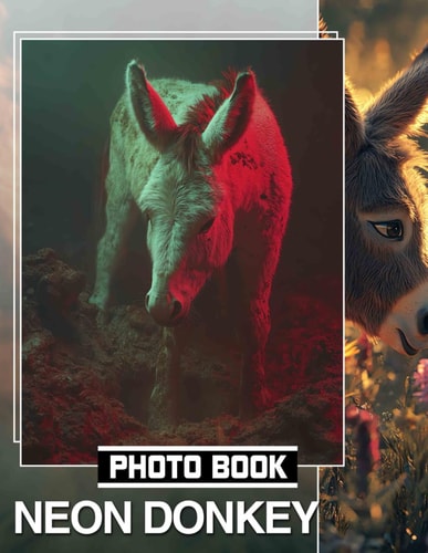 Neon Donkey Photo Book Vibrant Artwork Featuring Neon Donkeys Ideal For Unique Wall Displays And Creative Spaces