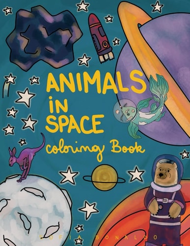 Animals in Space Coloring Book