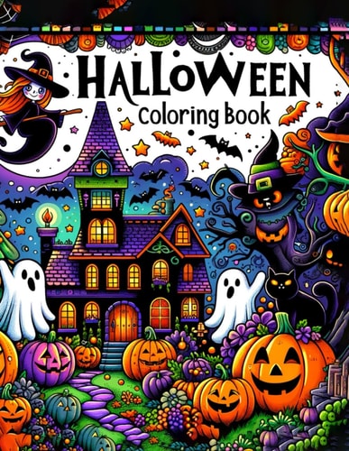 Halloween Coloring Book Haunted Happenings, Step Into the Realm of Spooky Delights with Boys, as They Dive Into Spectaculars, Unleashing Their Imagination on Ghostly Tales