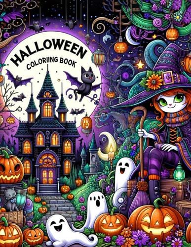 Halloween Coloriing Book Haunted Happenings, Step Into the Realm of Spooky Delights with Boys, as They Dive Into Spectaculars, Unleashing Their Imagination on Ghostly Tales