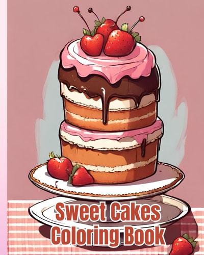 Sweet Cakes Coloring Book For Kids Cute Cupcakes, Cakes, Kawaii Desserts, Fun And Easy Coloring Book for Toddler Girls, Boys, Kids Ages 4-8