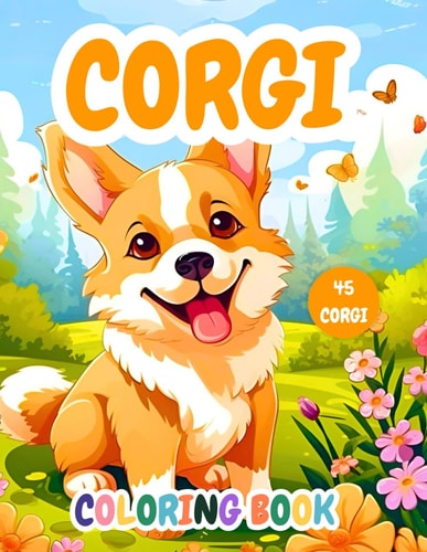 Corgi Coloring Book 45 Enchanting Corgi Coloring Pages for Kids and Dog Enthusiasts. Engage in Joyful Learning and Creative Play with Adorable Corgis and Cute Puppies for Boys and Girls.