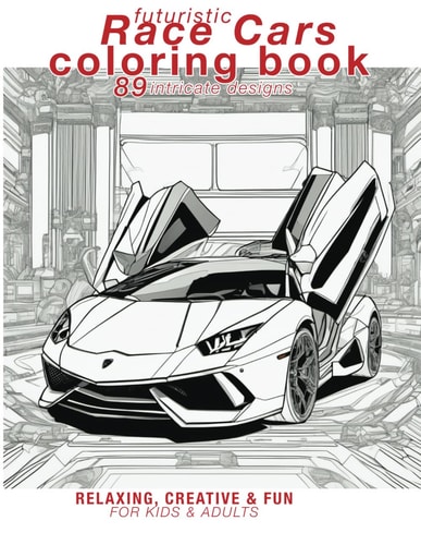Futuristic Race Cars Coloring Book