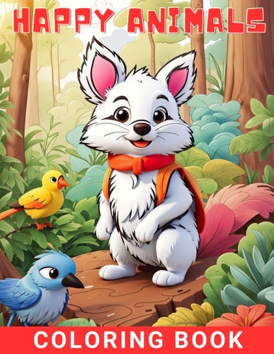 Happy Animals A Coloring Book: Coloring Book for Kids of Happy Forest Animals