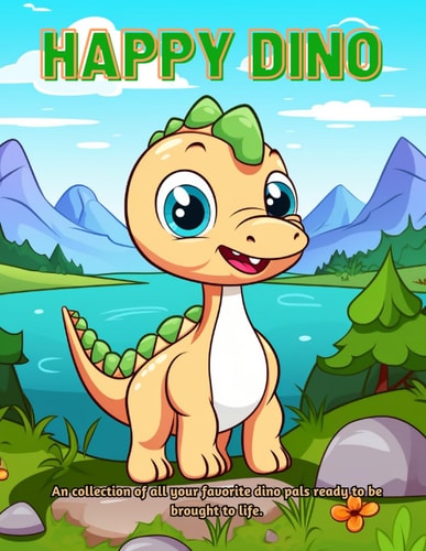 Happy Dino A Beautiful Landscape Coloring Adventure