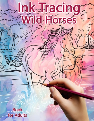 Ink Tracing Book for Adults Wild Horses: Reverse Coloring and Activity Book