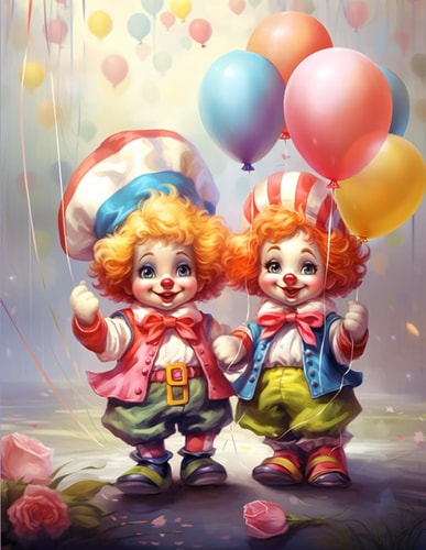 Clown Cuties Coloring Book