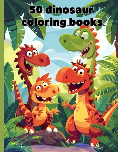 50 Dinosaur Coloring Books It is Designed for Easy Coloring for Children. Ages 4-8
