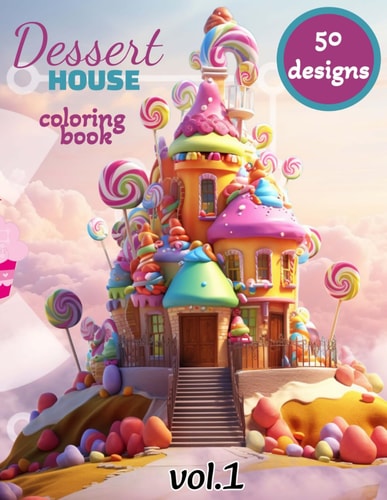 Cute Sweet Dessert House Coloring Book Cakes, Ice Creams, Lollipops, and More for Kids Ages 4-10 by Kidyjoy