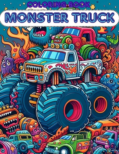 MONSTER Trucks +100 Colouring Pages for Kids