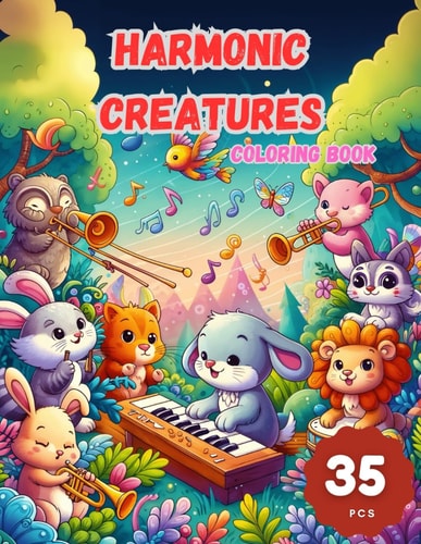 Harmonic Creatures A Symphony of Cute Animals: Vibrant Coloring Adventure for All Ages. Explore the Melodies of Wildlife. Magical and Curious Designs. Book with 35 Pcs