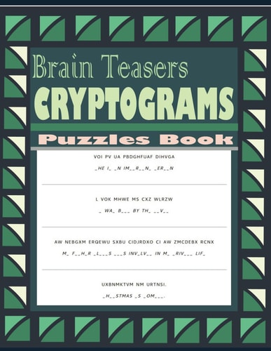 Brain Teasers Cryptograms Puzzles Book Large Print Cryptoquotes Puzzle For Seniors