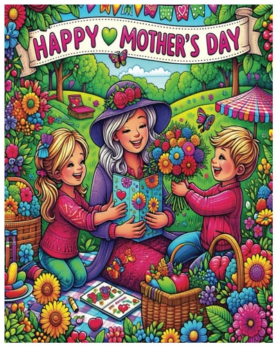Mothers Day Stress Relief Fun Coloring Book Happy Mothers Day