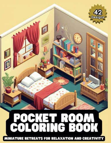 Pocket Room Coloring Book Features Miniature Illustrations for Relaxation, Creativity and Stress Relieving
