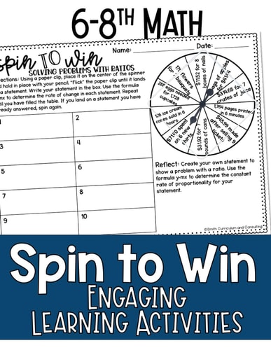 Math Games for Sixth, Seventh Grade, and Eighth Grade Fun Math Practice & Activities for Kids Ages 12-15: Spin to Win - Engaging Learning Activities