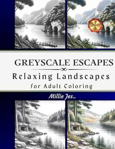 Greyscale Escapes Relaxing Landscapes for Adult Coloring: For Relaxation and Stress Relief