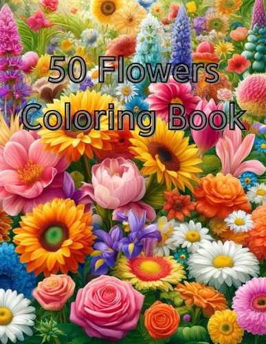 50 Flowers Coloring Book Kids 8-12 50 Flowers Coloring and Studying Book