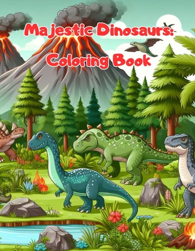 Majestic Dinosaurs Coloring Book: for Children Ages 3 to 12, Contains 59 Dinosaur Drawings and Quotes to Inspire Your Child