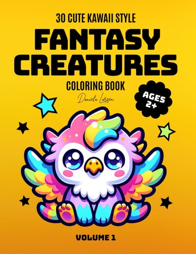 Kawaii Fantasy Creatures Coloring Book for Kids Volume 1 30 Cute Mythical Creatures in Kawaii Style Featuring Mermaid, Griffin, Troll, Pixie, Fairy, Yeti and More