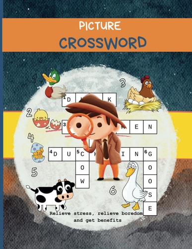 Picture Crossword Activity Word Puzzles and Vocabulary, Spelling Letter Size(8.5 X11) Enjoy a New Crossword Game where Every Clue is a Unique Picture! Put Your Word Skills to the Test with Our Intriguing New Crossword Game.