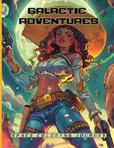 Galactic Adventure Space Coloring Journey Space Cow-girls and Celestial Landscapes