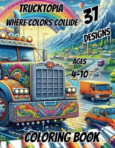 Trucktopia Where Colors Collide ¡A Coloring Book for Kids Aged 4 to 10 Showcasing the Diversity and Functions of Trucks. Fun and Learning on Every Page!